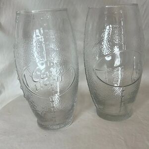 Coors Light Football Beer Drinking Glasses 2 1/2 In Round 6 1/2 In Tall Set 2